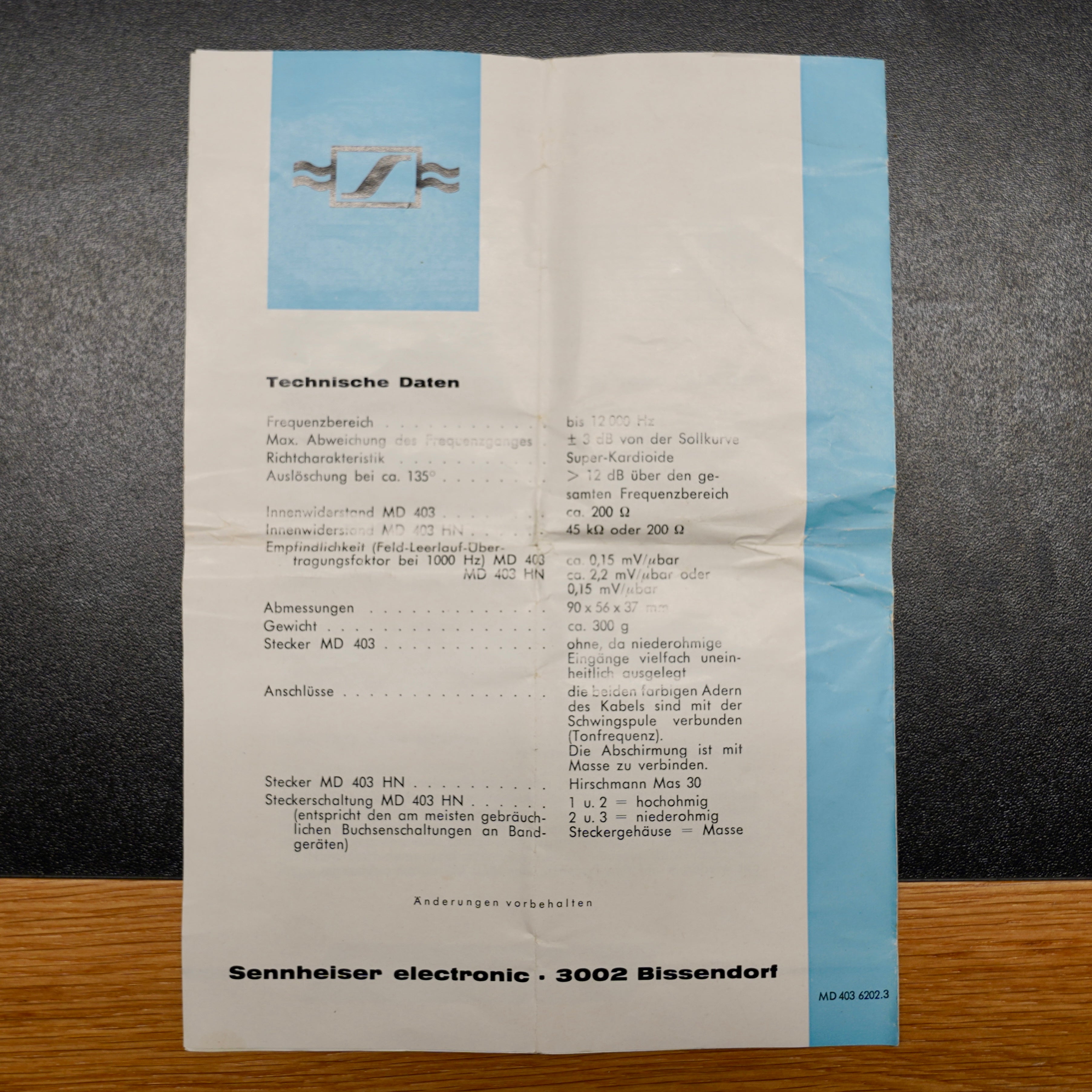 Sennheiser MD403 Dynamic Microphone