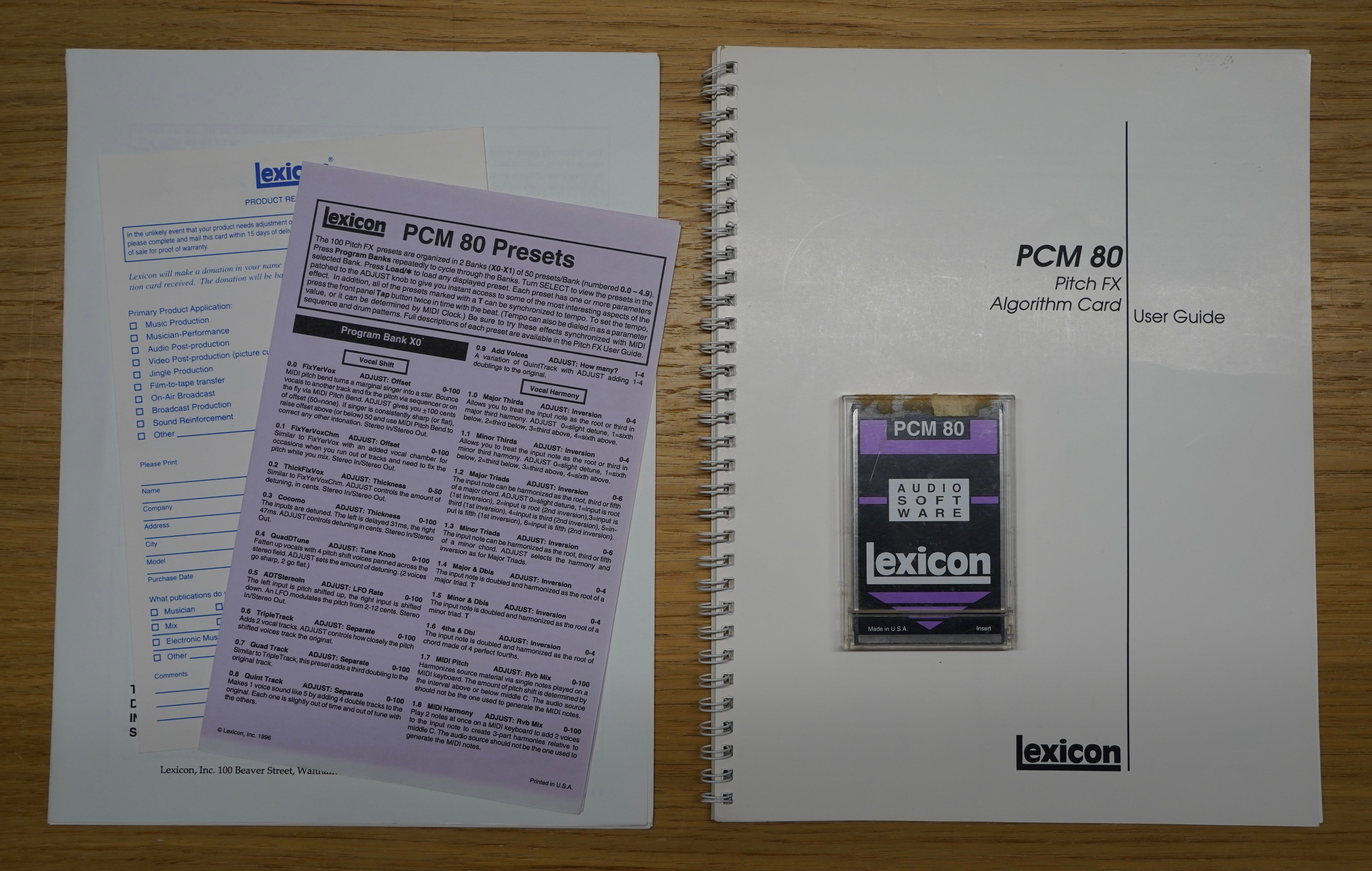 Lexicon PCM80 Pitch FX V1.1 Algorithm Card