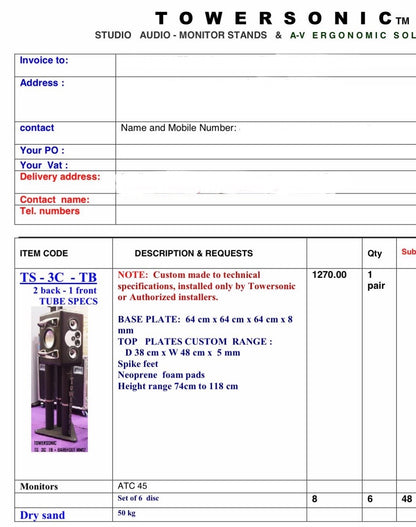Towersonic TS-3C-TB Speaker Stands (Pair)